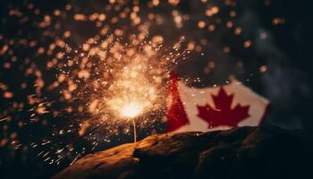 quarto do Julho celebração brilhando fogo de artifício exibição gerado de ai foto