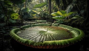 verde plantar crescimento dentro tranquilo lótus lagoa gerado de ai foto