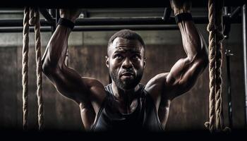 muscular atleta exercício força dentro saúde clube gerado de ai foto