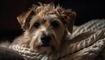 fofa terrier cachorro retrato, olhando às Câmera gerado de ai foto