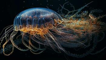 brilhando lua medusa levitar dentro embaixo da agua mistério gerado de ai foto