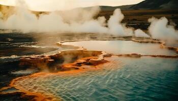 champanhe piscina vapores dentro majestoso vulcânico panorama gerado de ai foto