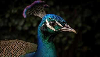 majestoso pavão monitores vibrante multi colori pena beleza gerado de ai foto