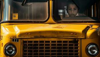 amarelo escola ônibus velocidades através cidade tráfego gerado de ai foto