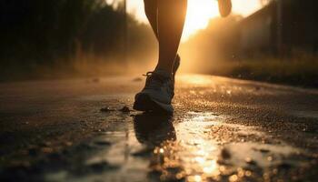 1 pessoa corrida ao ar livre dentro natureza luz solar gerado de ai foto