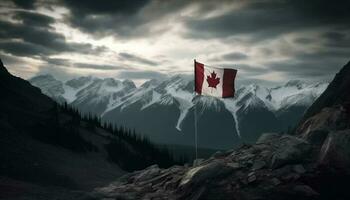 majestoso canadense montanhas rochosas, uma tranquilo cena gerado de ai foto