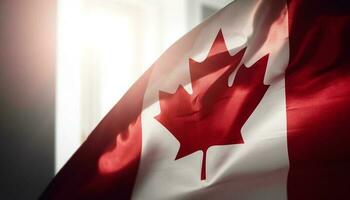 acenando canadense bandeira simboliza orgulho e patriotismo gerado de ai foto