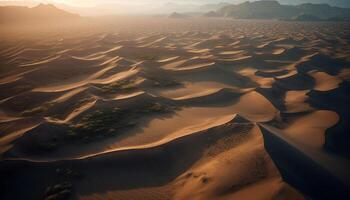 ondulado areia dunas dentro árido África às pôr do sol gerado de ai foto