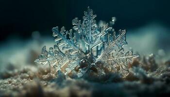 inverno floco de neve decoração em gelado azul fundo generativo ai foto