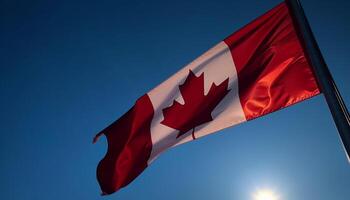 acenando canadense bandeira simboliza patriotismo e orgulho generativo ai foto