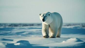 fofa ártico mamífero caminhando em congeladas gelo floe gerado de ai foto