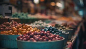 abundância do fresco orgânico fruta dentro ampla cesta gerado de ai foto