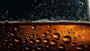 espumoso Cerveja bolhas dentro ouro cerveja vidro gerado de ai foto