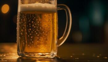 uma espumoso cerveja do frio cerveja, refrescante e comemorativo gerado de ai foto