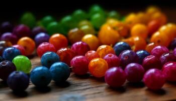 suculento amoras e uvas, uma colorida e saudável lanche gerado de ai foto