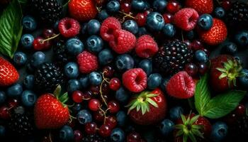 suculento baga frutas dentro uma colorida, saudável verão lanche tigela gerado de ai foto