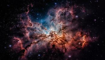 explorando a profundo espaço, uma brilhando Super Nova criação ilumina galáxia gerado de ai foto