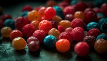 uma ampla grupo do colorida doce, doce Comida variação gerado de ai foto
