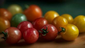 suculento cereja tomates adicionar vibrante cores para saudável verão saladas gerado de ai foto