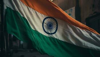 a indiano bandeira acenando orgulhosamente, uma símbolo do patriotismo e orgulho gerado de ai foto