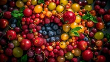 suculento baga coleção em madeira, uma saudável gourmet refresco gerado de ai foto