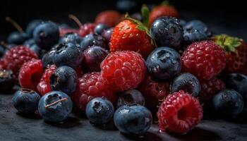 suculento baga tigela uma gourmet orgânico verão sobremesa para saudável comendo gerado de ai foto