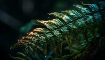vibrante frond espiral, uma brilhante decoração dentro conífero floresta gerado de ai foto