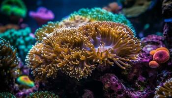 profundo abaixo, palhaço peixe prosperar dentro natural beleza do coral gerado de ai foto