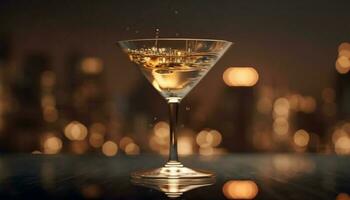 martini vidro reflete iluminado Boate celebração, beber estabelecimento elegância gerado de ai foto