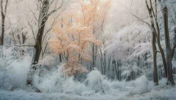 uma tranquilo cena do uma conífero árvore dentro inverno mistério gerado de ai foto