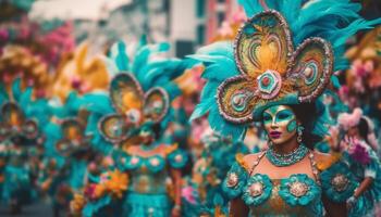 colorida parada do tradicional fantasias comemora brasileiro cultura e sensualidade gerado de ai foto