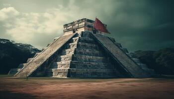 majestoso pirâmide em forma monumento, chichen itza, símbolo do antigo civilização gerado de ai foto