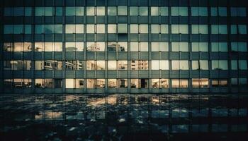 moderno arranha-céu reflete cidade vida dentro futurista tonificado imagem gerado de ai foto