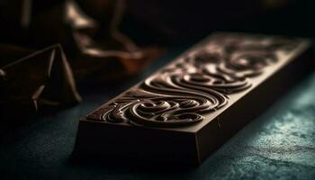 rústico chocolate caixa, uma gourmet presente do indulgência e elegância gerado de ai foto