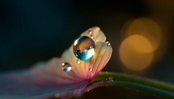 vibrante Rosa margarida reflete beleza dentro natureza orvalhado solta gerado de ai foto