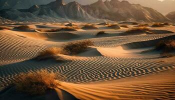 ondulado areia dunas crio uma majestoso panorâmico beleza dentro natureza gerado de ai foto