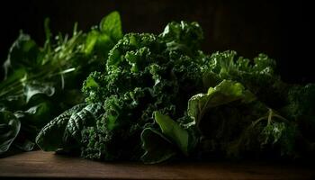 orgânico vegetal salada uma saudável gourmet refeição em rústico corte borda gerado de ai foto