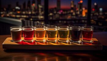 às a bar, uma refrescante coquetel dentro uma Cerveja vidro gerado de ai foto