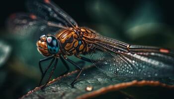 a frágil beleza do uma pequeno inseto multi colori asas gerado de ai foto