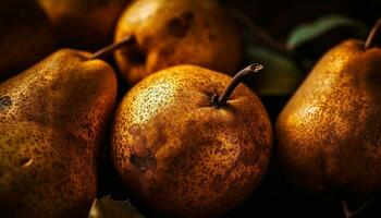 suculento, maduro maçã uma saudável lanche a partir de natureza cesta gerado de ai foto