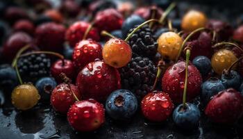 suculento baga frutas dentro uma tigela, uma refrescante verão lanche gerado de ai foto