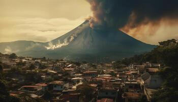 panorâmico Visão do famoso montanha alcance às crepúsculo, tirar o fôlego beleza gerado de ai foto