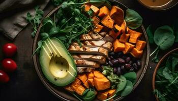 grelhado vegetal salada uma saudável, gourmet outono Aperitivo para dieta gerado de ai foto