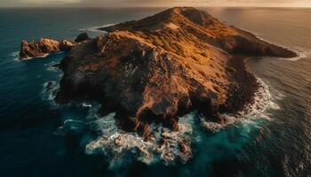 aéreo Visão captura deslumbrante beleza do grande sur litoral às crepúsculo gerado de ai foto