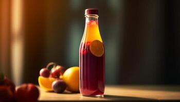 uma refrescante coquetel do orgânico fruta e vinho em gelo gerado de ai foto