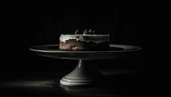 uma fatia do indulgente chocolate bolo de queijo, uma decadente festa sobremesa gerado de ai foto