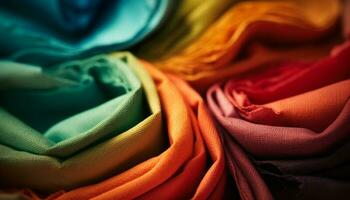 uma vibrante coleção do multi colori seda camisas, moderno elegância gerado de ai foto