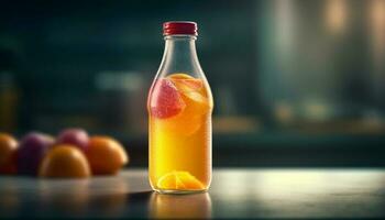 uma refrescante citrino coquetel com limão, Lima, e Toranja fatias gerado de ai foto