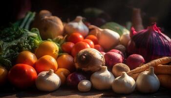 fresco orgânico legumes e ervas para saudável gourmet cozinhando dentro de casa gerado de ai foto