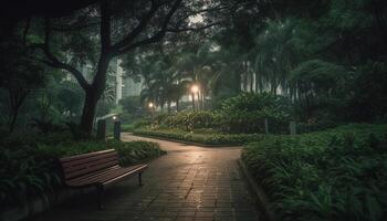 tranquilo crepúsculo ilumina a beleza dentro natureza outono mistério gerado de ai foto